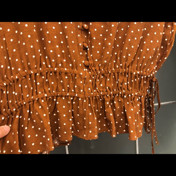New H&M Brown Polka dots Blouse Top - Picture 4 of 8